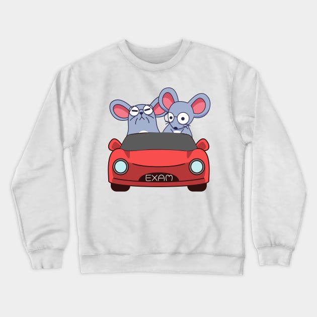 Mouse taking the driving license exam Crewneck Sweatshirt by alcoshirts
